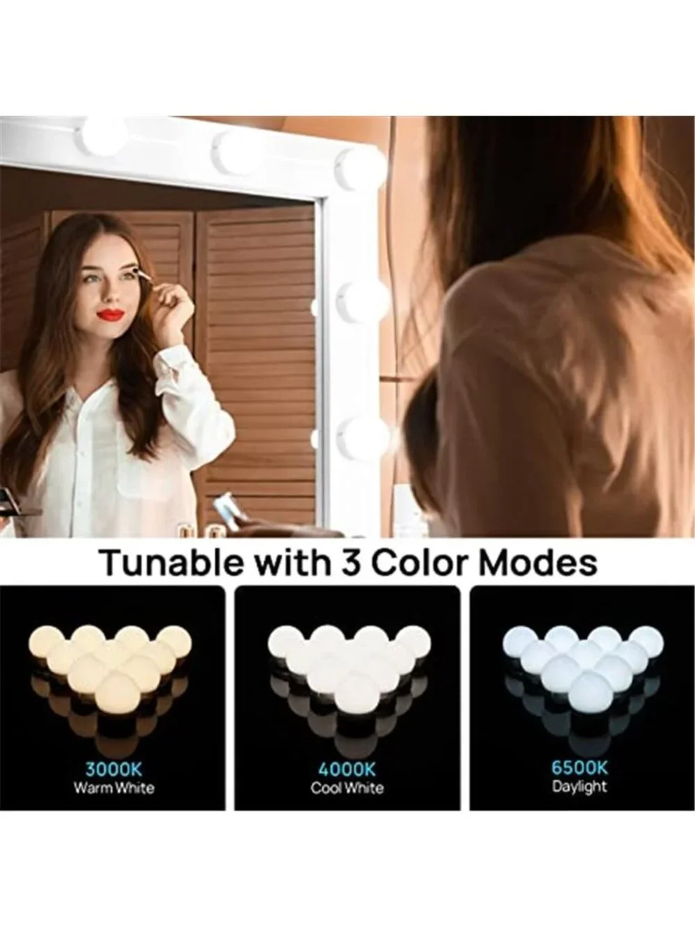 LED Vanity Lights Mirror Makeup Light Kit Dimmable USB Hollywood Style